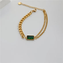 Stainless Steel Golden Eva Emerald Chain Bracelet